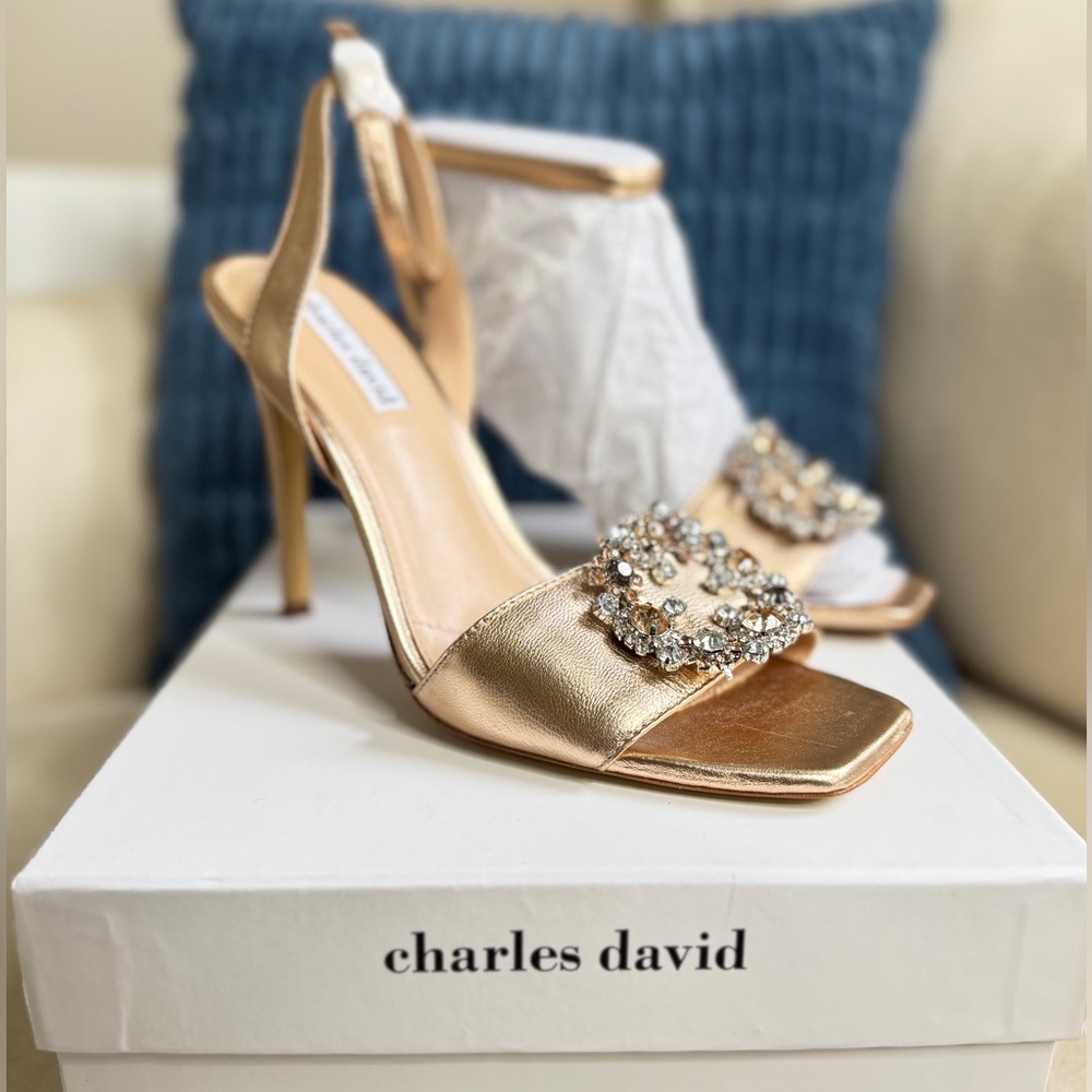 Charles David Vanity Rose Metallic Embellished Heels - Picture 2 of 6